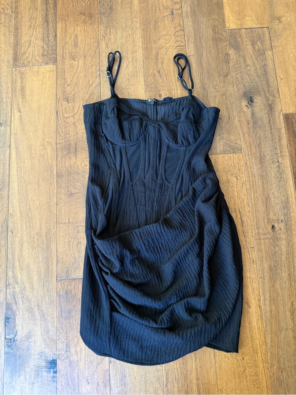 NBD Black Textured Bustier Mini Dress